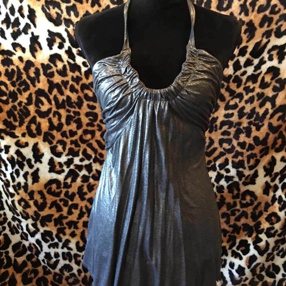 Dark silver mid length halter
